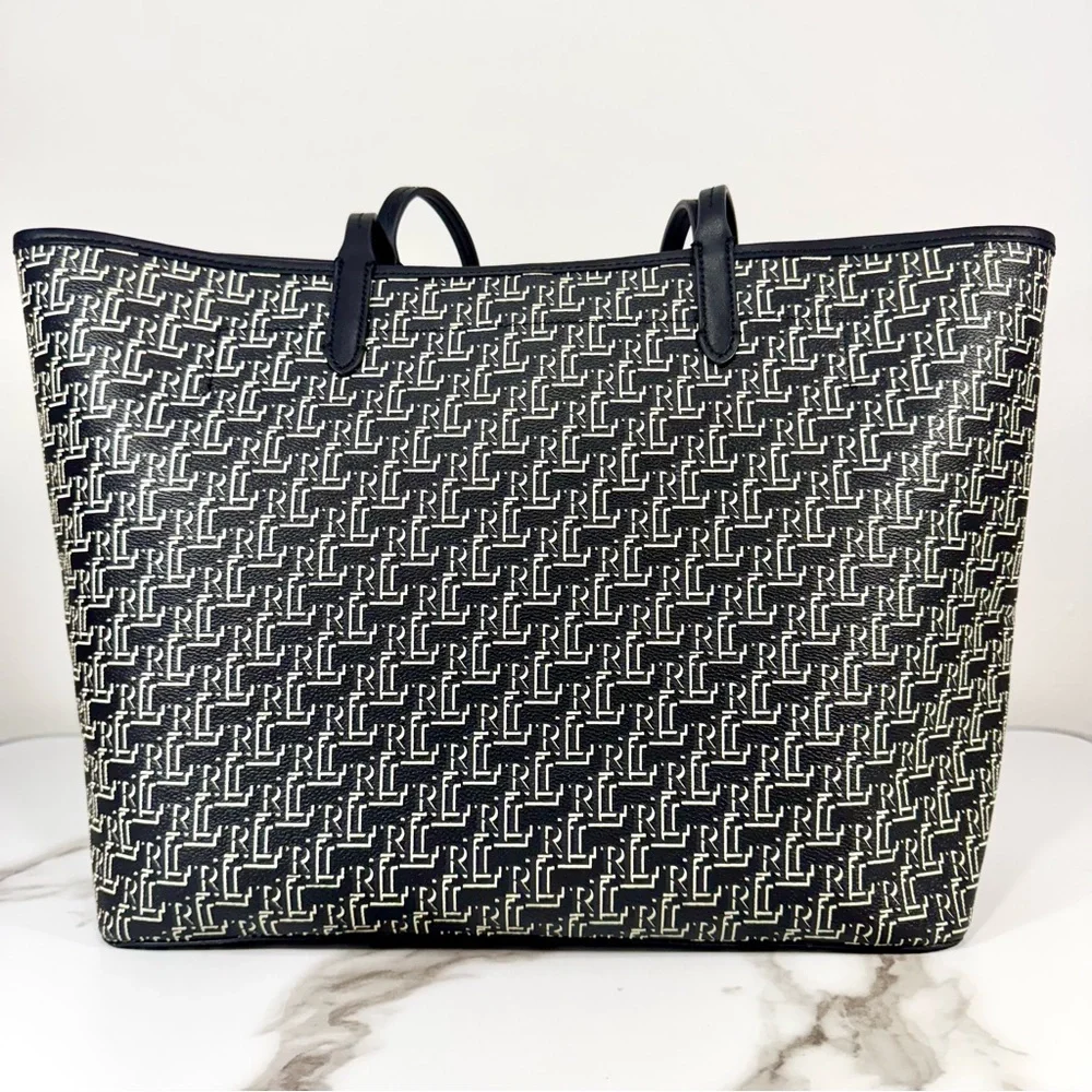 Ralph Lauren Collins Coated Canvas Monogram Large Handbag Purse Shoulder Bag - Picture 6 of 14